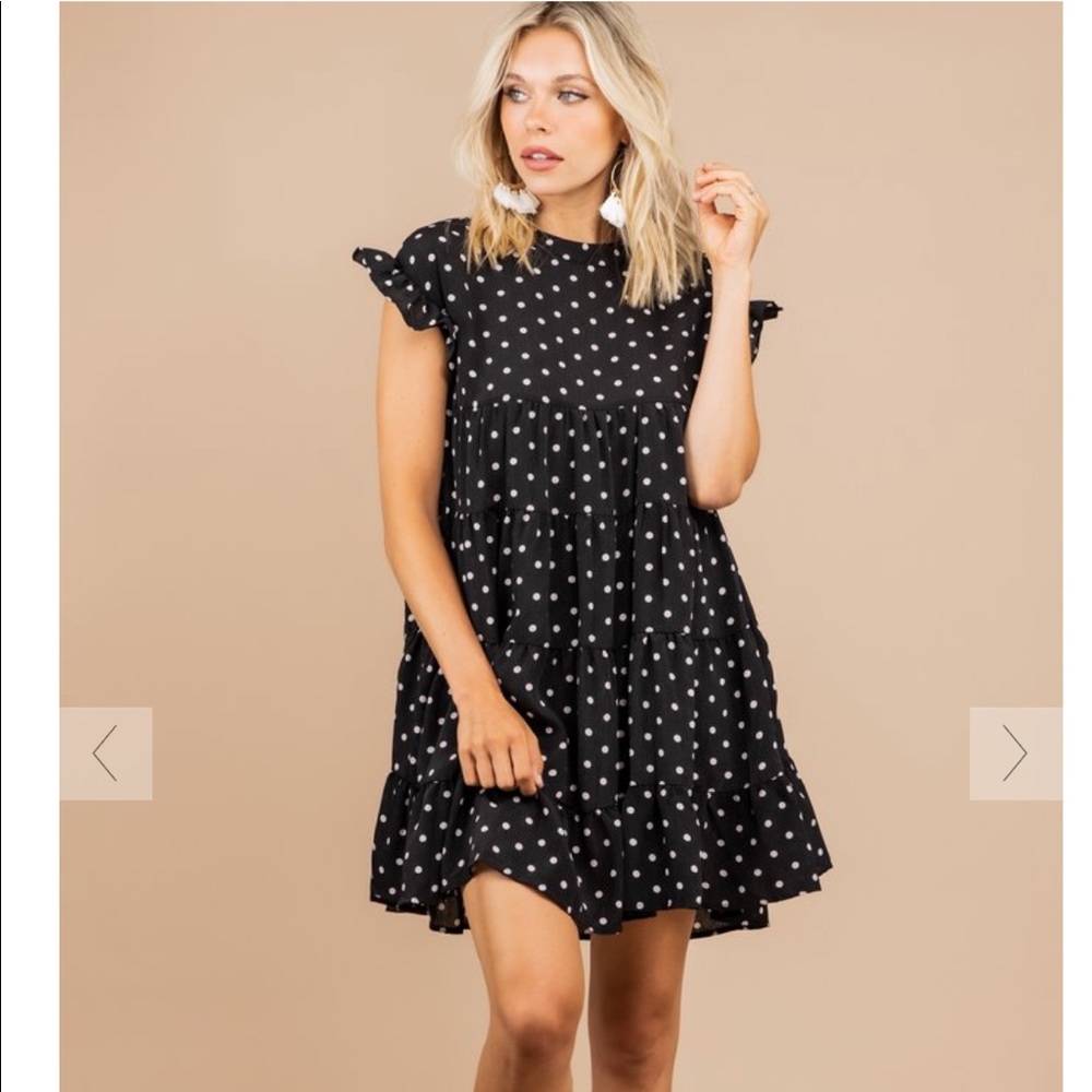 Summer Black Polka Dot Babydoll Dress